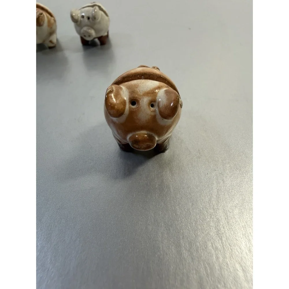 Set of 6 Miniature Studio Pottery Pig‎ Place Card Holders Handmade Farmhouse Art